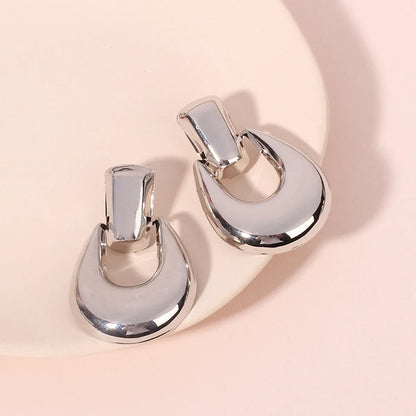 Glossy Metal Exaggerated Geometric Large U-Shaped Earrings For Women Nihaojewelry