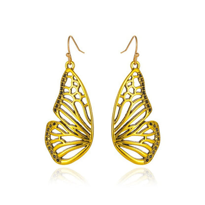 Gold Butterfly Pendant Earrings