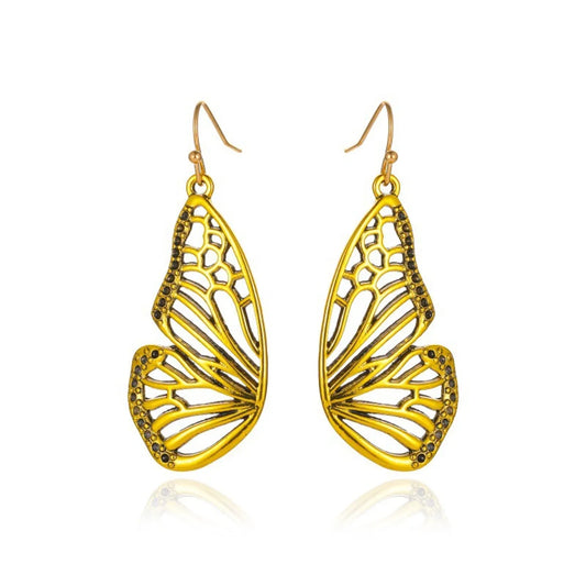 Gold Butterfly Pendant Earrings