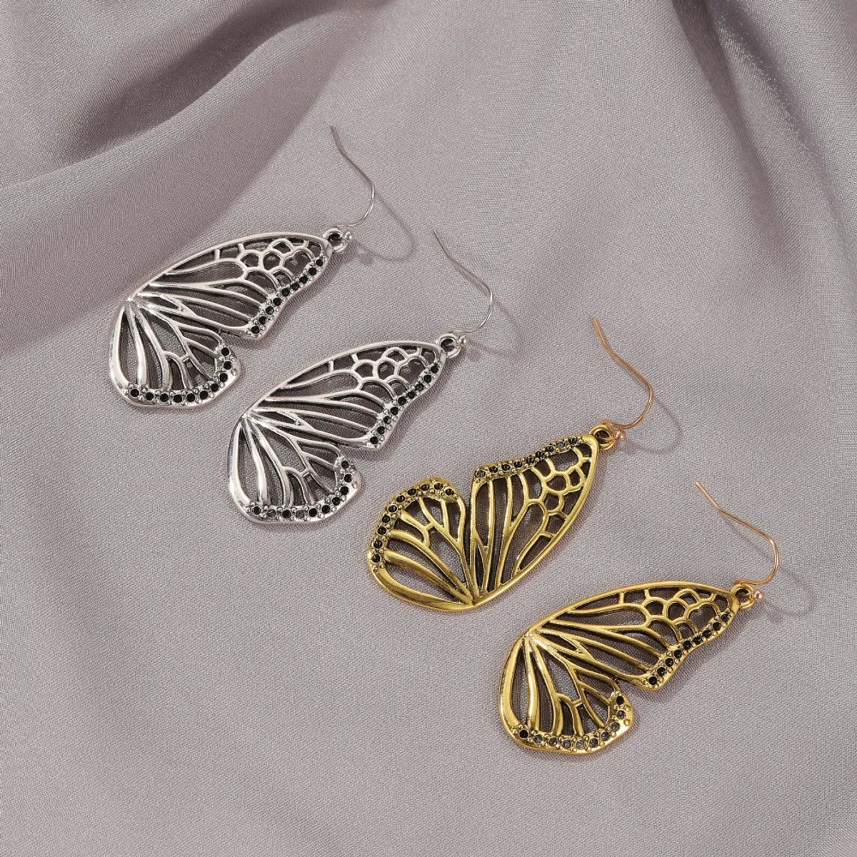 Gold Butterfly Pendant Earrings