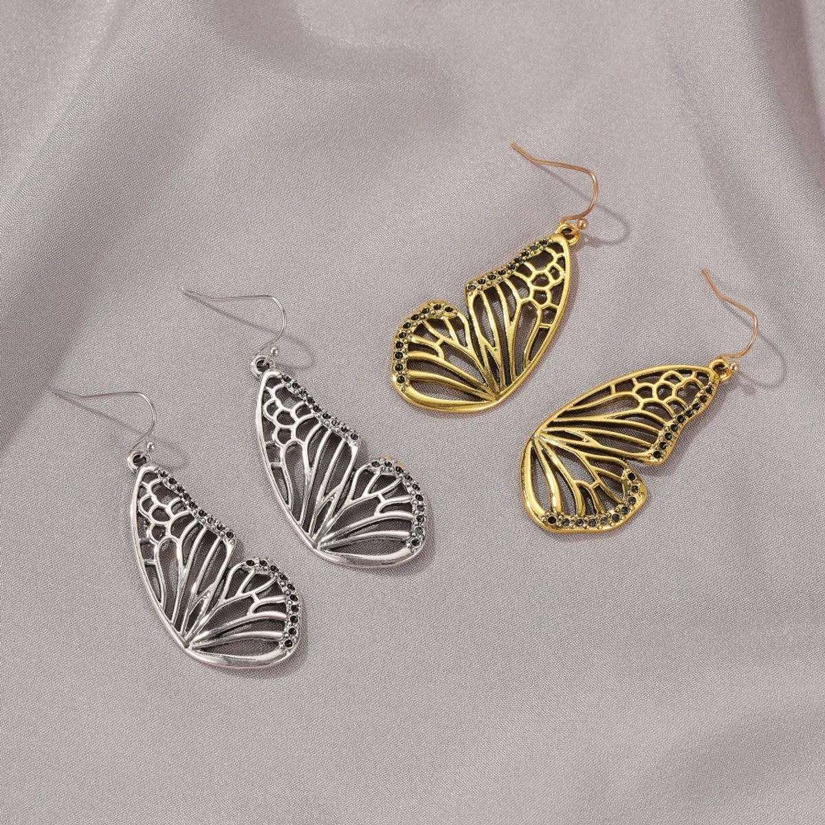 Gold Butterfly Pendant Earrings