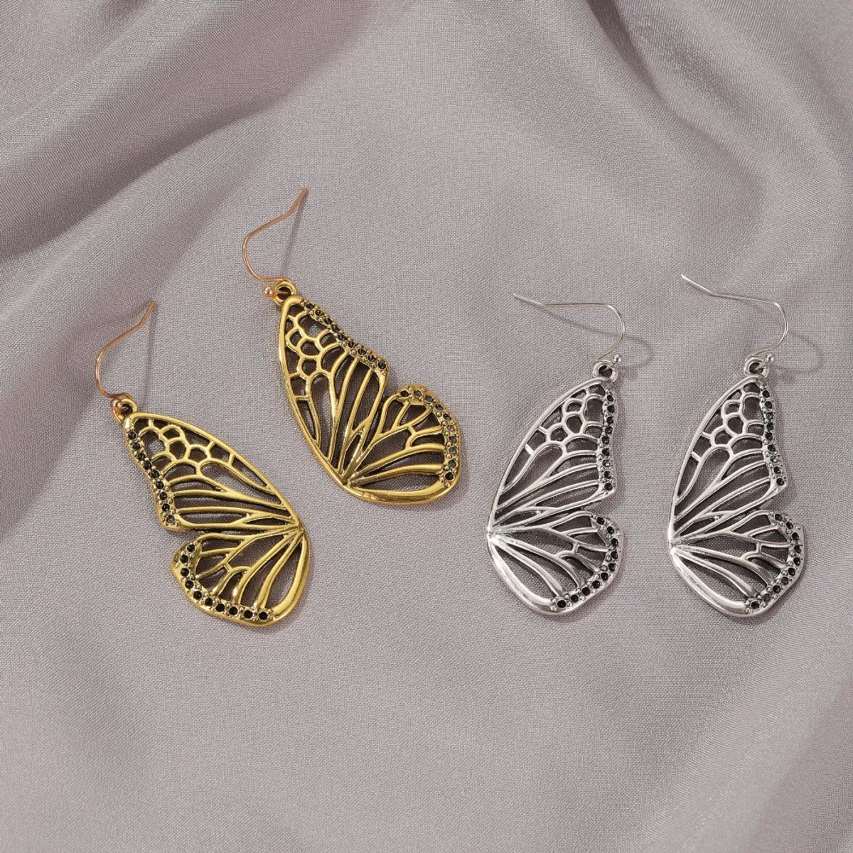 Gold Butterfly Pendant Earrings