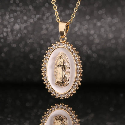 Gold-plated Copper Dripping Oil Pendant Women's Religious Necklace