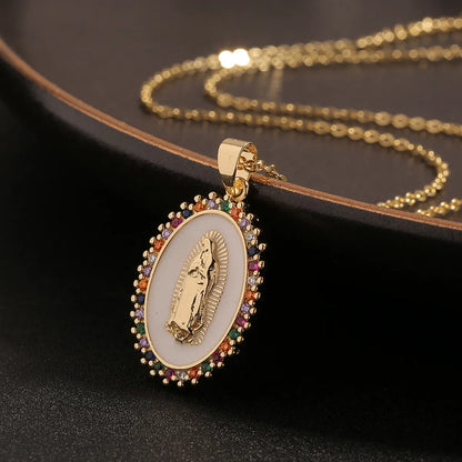 Gold-plated Copper Dripping Oil Pendant Women's Religious Necklace