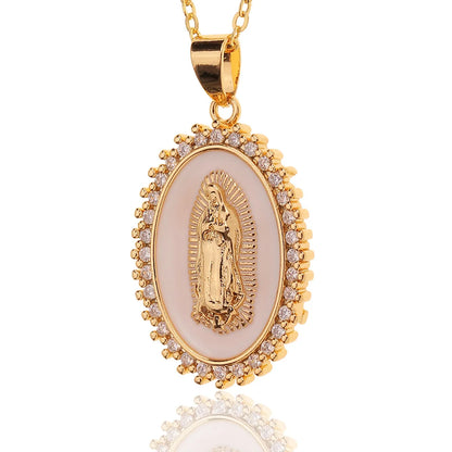 Gold-plated Copper Dripping Oil Pendant Women's Religious Necklace