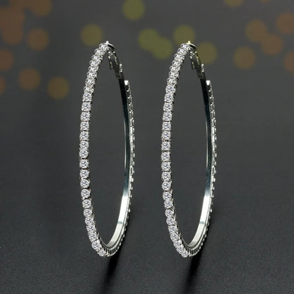 1 Pair Fashion Circle Rhinestone Gold Plated Earrings