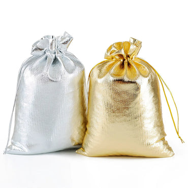 Gold Silver Drawstring Beam Mouth Cloth Packaging Jewelry Gift Bag