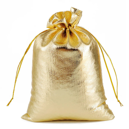 Gold Silver Drawstring Beam Mouth Cloth Packaging Jewelry Gift Bag