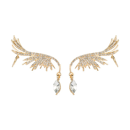 Golden Angel Wings Rhinestone Earrings