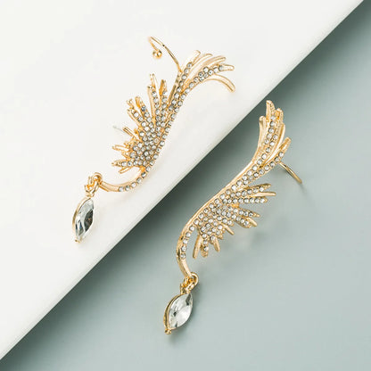 Golden Angel Wings Rhinestone Earrings