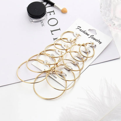 Retro Geometric Plating Iron Hoop Earrings