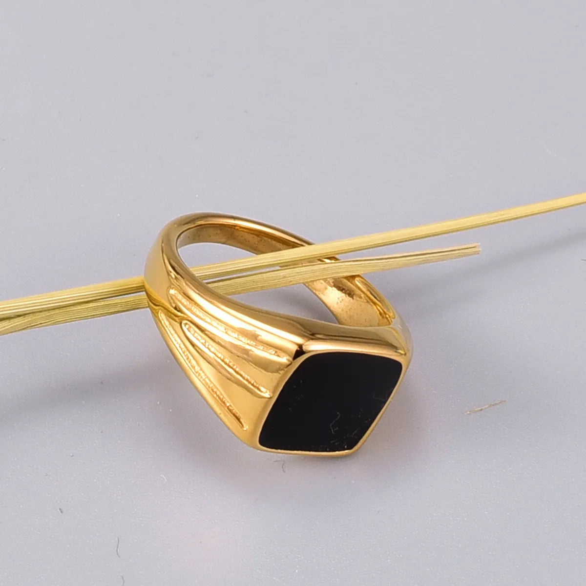 Gold Titanium Steel Simple Ring