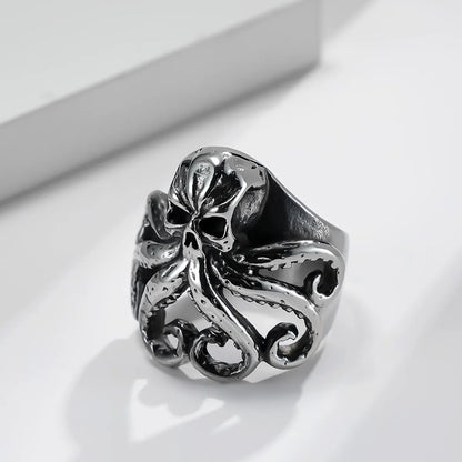 Gothic Cool Style Octopus Skull 304 Stainless Steel Men'S Rings