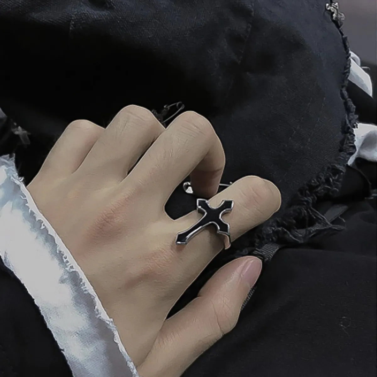 Gothic Cross Alloy Unisex Open Ring 1 Piece