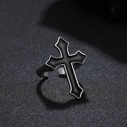 Gothic Cross Alloy Unisex Open Ring 1 Piece