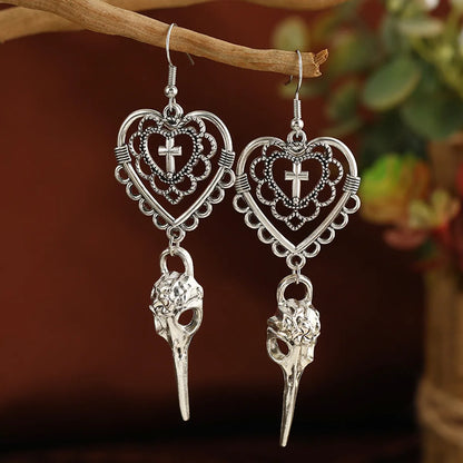 Gothic Cross Heart Shape Skull Alloy Plating Halloween Women's Drop Earrings