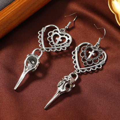 Gothic Cross Heart Shape Skull Alloy Plating Halloween Women's Drop Earrings