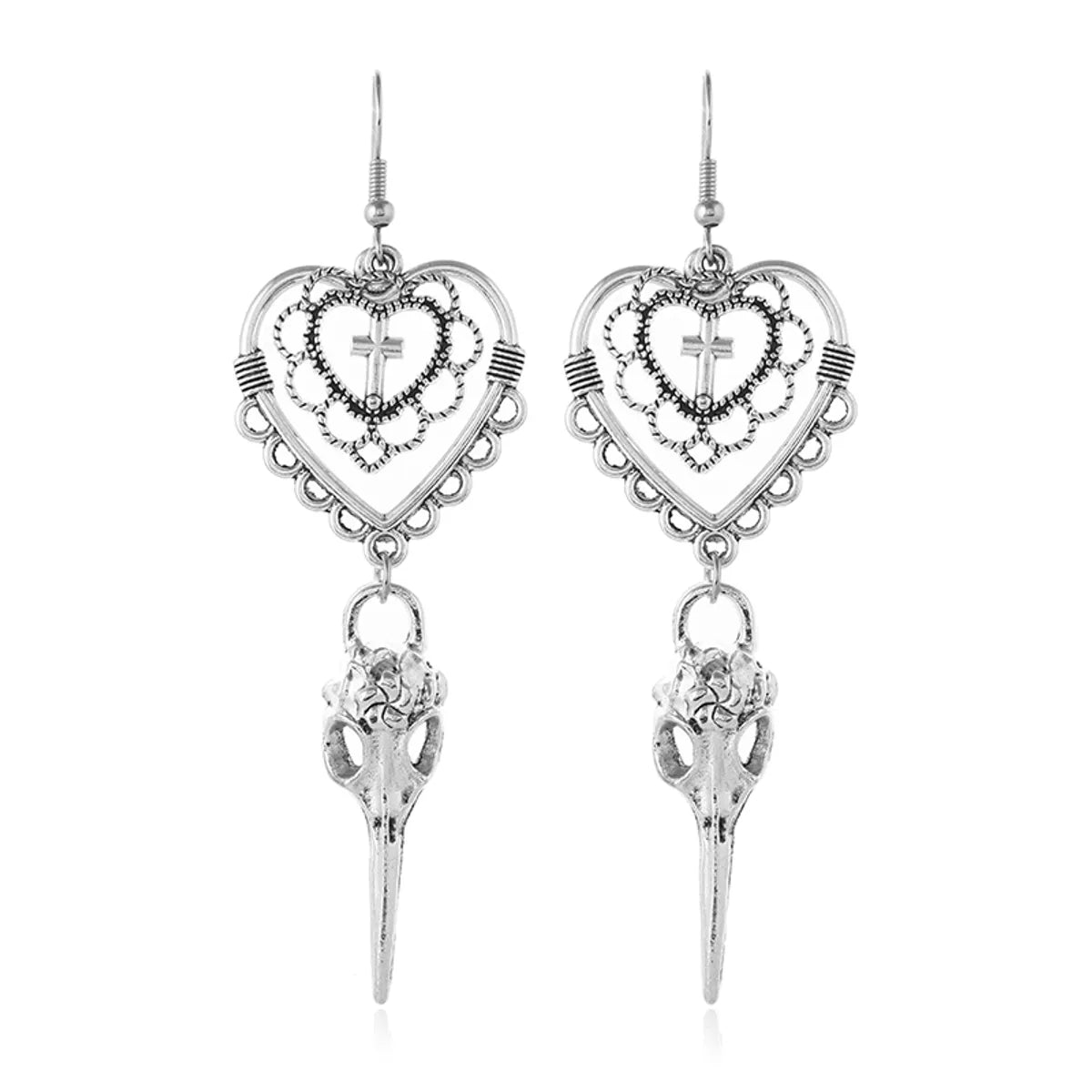 Gothic Cross Heart Shape Skull Alloy Plating Halloween Women's Drop Earrings