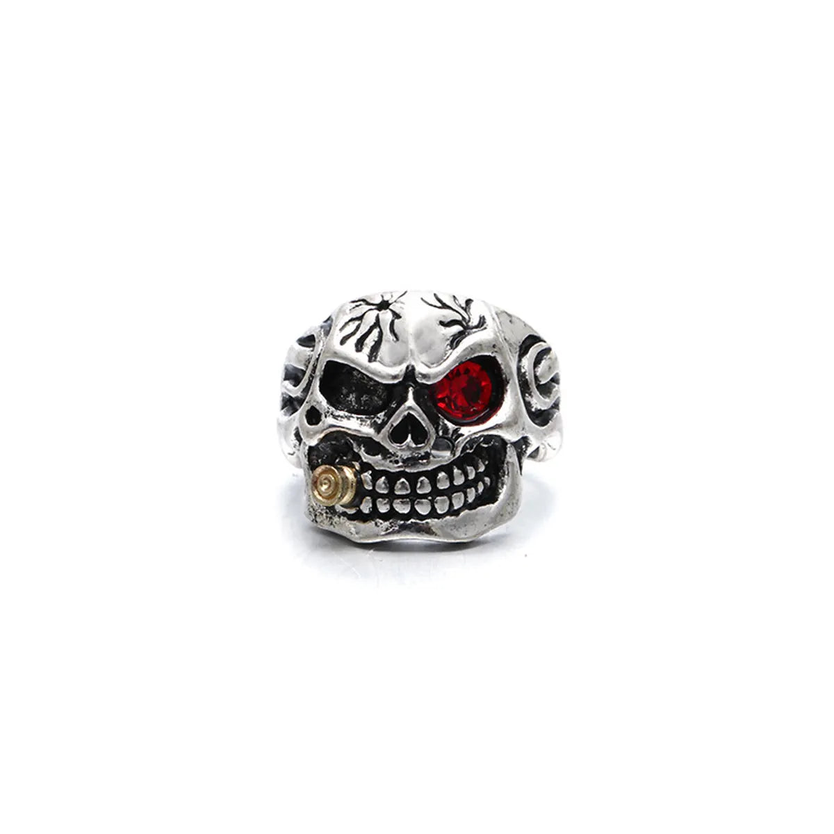 Gothic Ethnic Style Cool Style Skull Alloy Plating Inlay Rhinestones Men'S Rings