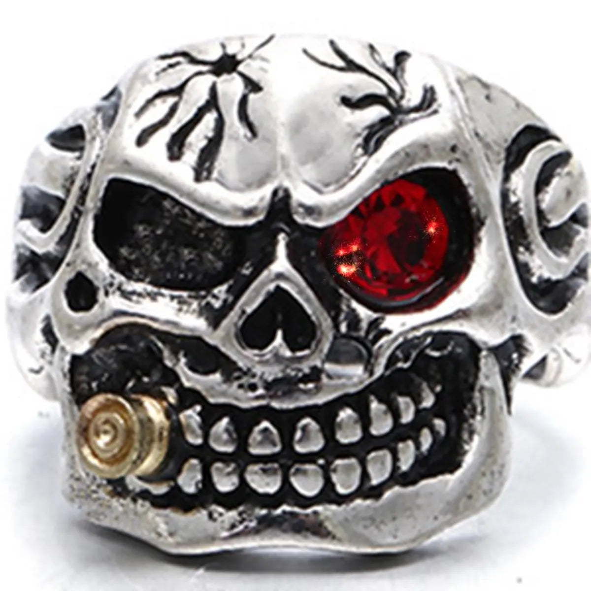 Gothic Ethnic Style Cool Style Skull Alloy Plating Inlay Rhinestones Men'S Rings