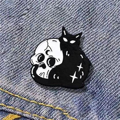 Gothic Funny Cat Alloy Unisex Brooches