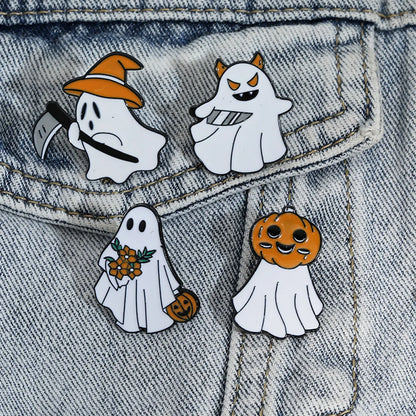 Gothic Funny Pumpkin Ghost Alloy Stamping Stoving Varnish Plating Unisex Brooches