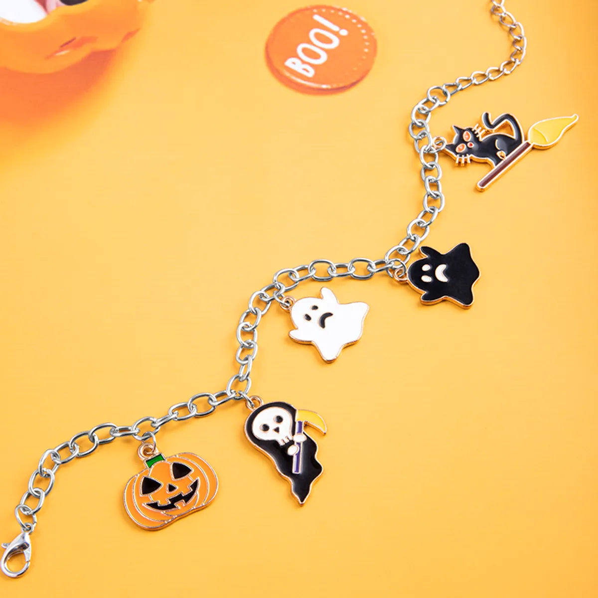 Gothic Funny Streetwear Pumpkin Skull Grimace Alloy Charm Halloween Unisex Bracelets