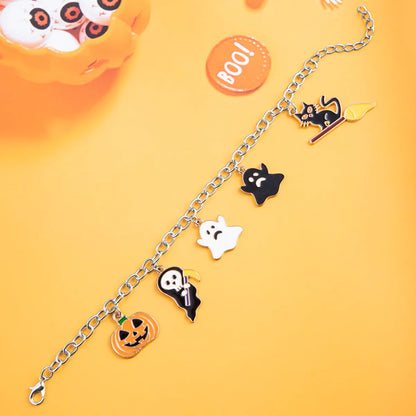 Gothic Funny Streetwear Pumpkin Skull Grimace Alloy Charm Halloween Unisex Bracelets