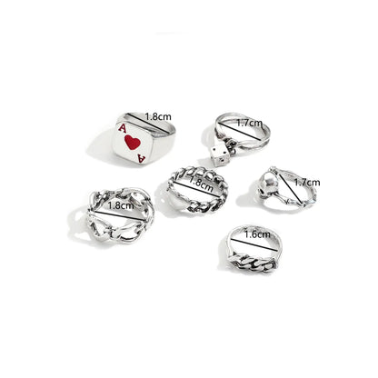 Gothic Geometric Alloy Plating Women's Rings 6 Pieces