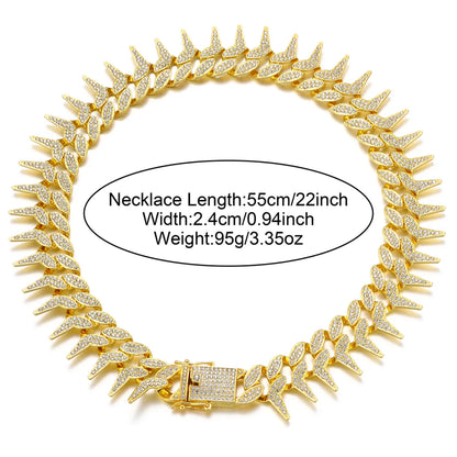 Gothic Hip-Hop Punk Chain Necklace Zinc Alloy Three-Dimensional Diamond Rhinestones Unisex Necklace