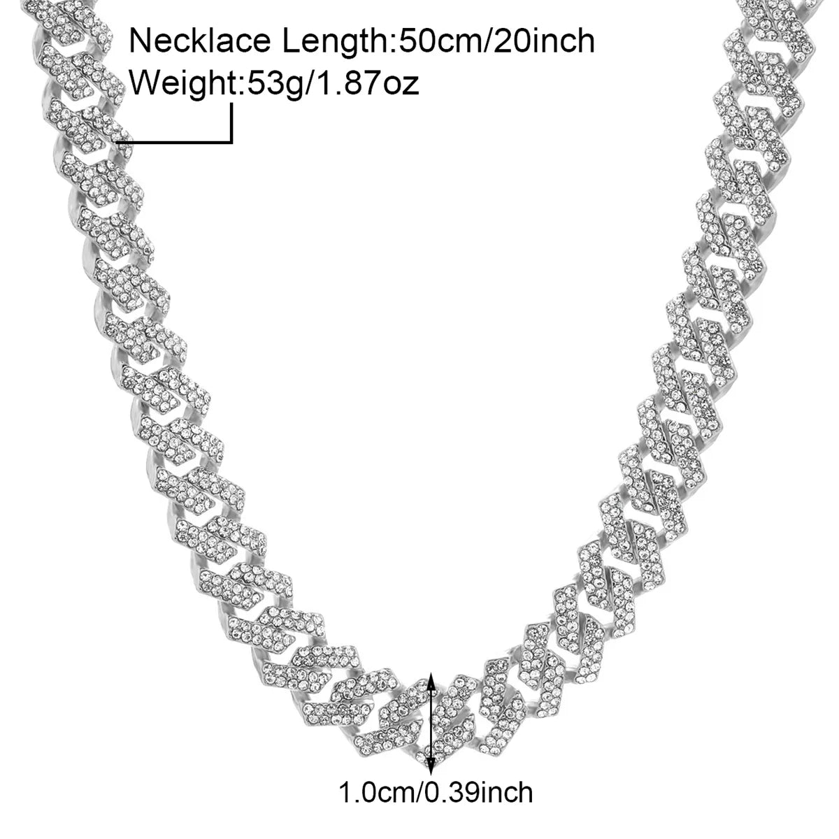 Gothic Hip-Hop Punk Chain Necklace Zinc Alloy Three-Dimensional Diamond Rhinestones Unisex Necklace