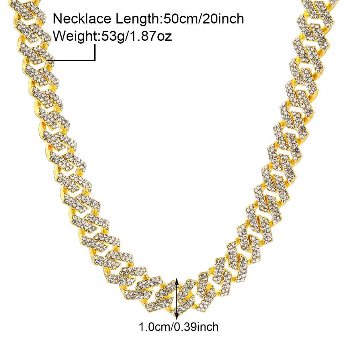 Gothic Hip-Hop Punk Chain Necklace Zinc Alloy Three-Dimensional Diamond Rhinestones Unisex Necklace