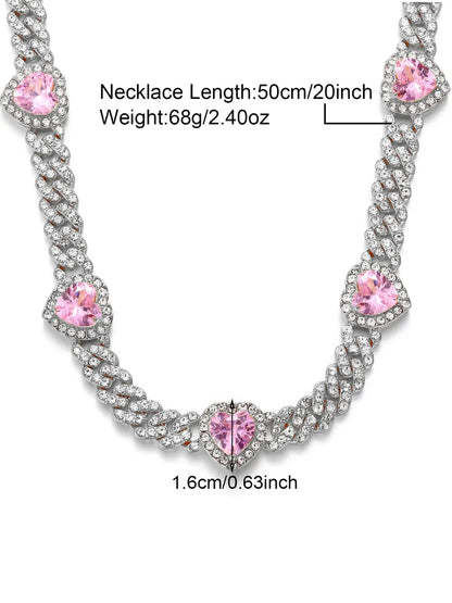 Gothic Hip-Hop Punk Chain Necklace Zinc Alloy Three-Dimensional Diamond Rhinestones Women'S Necklace