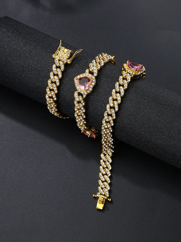 Gothic Hip-Hop Punk Chain Necklace Zinc Alloy Three-Dimensional Diamond Rhinestones Women'S Necklace