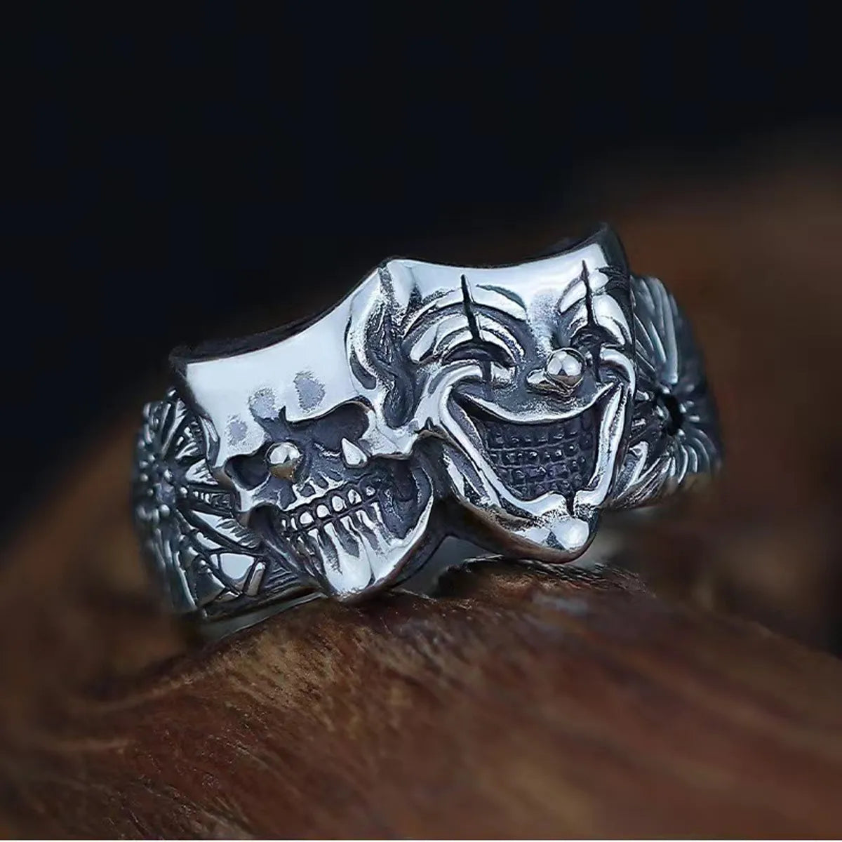 Gothic Hip-Hop Retro Clown Zinc Alloy Plating Men'S Open Rings