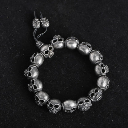 Gothic Punk Skull Stainless Steel Beaded Beaded Men'S Bracelets