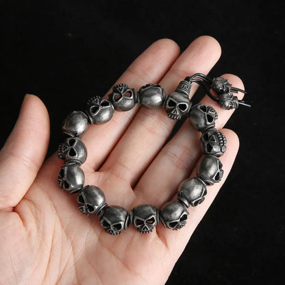 Gothic Punk Skull Stainless Steel Beaded Beaded Men'S Bracelets