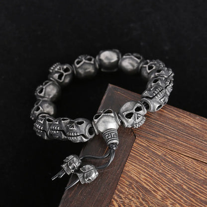 Gothic Punk Skull Stainless Steel Beaded Beaded Men'S Bracelets