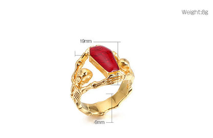 Gothic Punk Skull Stainless Steel 18K Gold Plated Men'S Rings