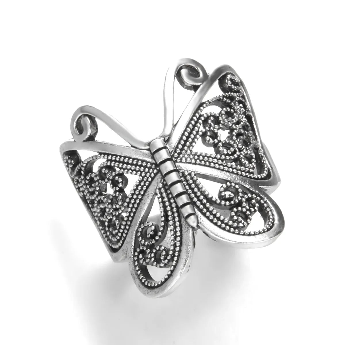 Gothic Retro Cool Style Butterfly Alloy Hollow Out Women'S Open Rings