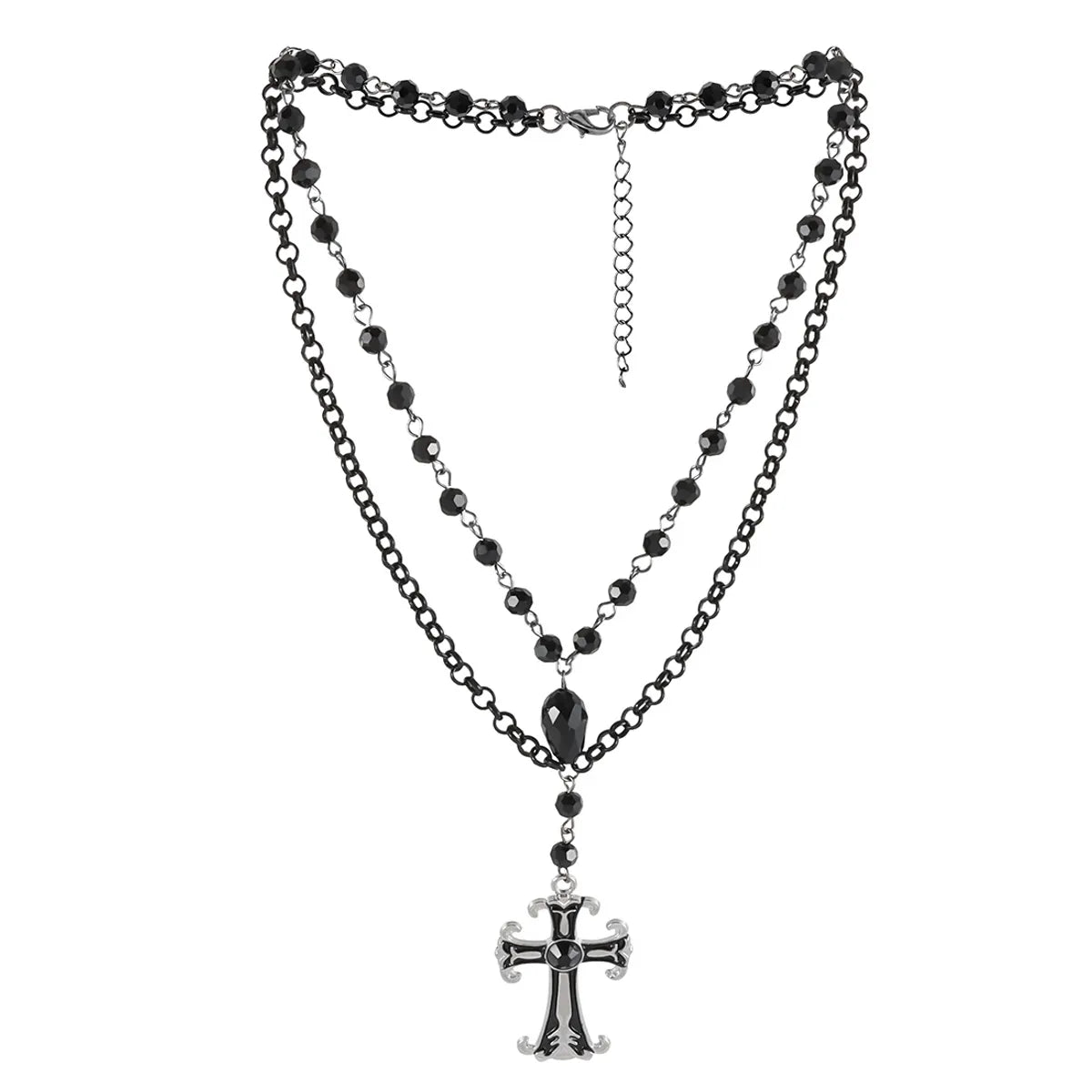 Gothic Retro Cross Alloy Plastic Iron Wholesale Double Layer Necklaces