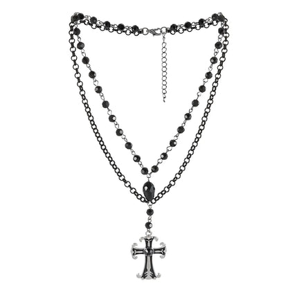 Gothic Retro Cross Alloy Plastic Iron Wholesale Double Layer Necklaces