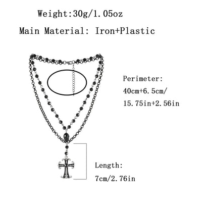 Gothic Retro Cross Alloy Plastic Iron Wholesale Double Layer Necklaces