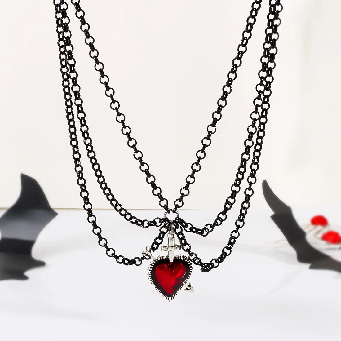 Gothic Retro Heart Shape Iron Wholesale Layered Necklaces