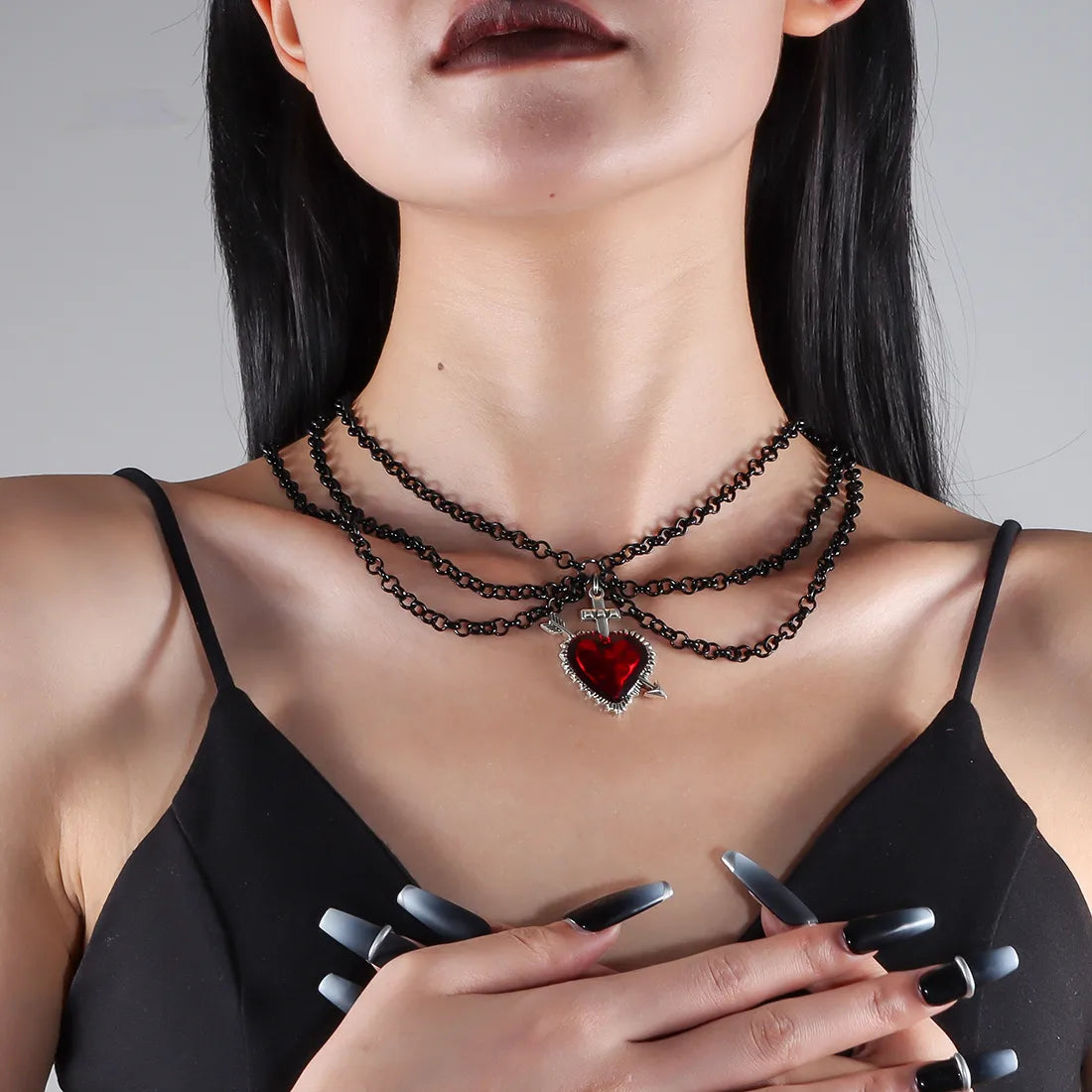 Gothic Retro Heart Shape Iron Wholesale Layered Necklaces