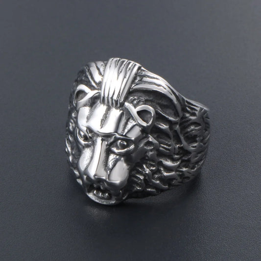 Gothic Retro Punk Lion 304 Stainless Steel Polishing Men'S Rings