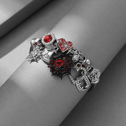 Gothic Retro Punk Spider Web Bat Skull Alloy Titanium Steel Wholesale Bracelets