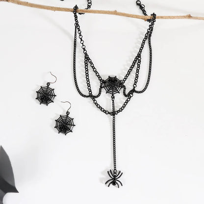 Gothic Retro Spider Spider Web Alloy Iron Halloween Women'S Pendant Necklace