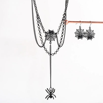 Gothic Retro Spider Spider Web Alloy Iron Halloween Women'S Pendant Necklace