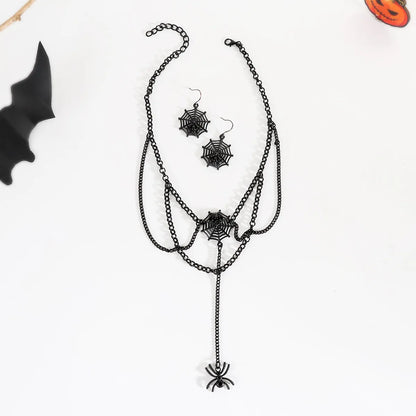 Gothic Retro Spider Spider Web Alloy Iron Halloween Women'S Pendant Necklace